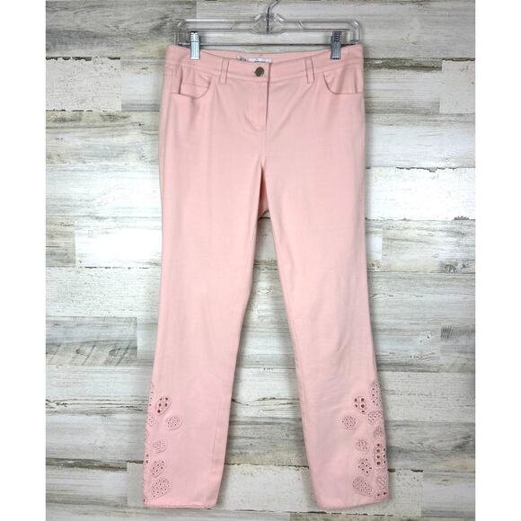 Per Se by Carlisle womens 2/4 Stephanie pink denim cutout Pant Jacket set NEW - Picture 3 of 13